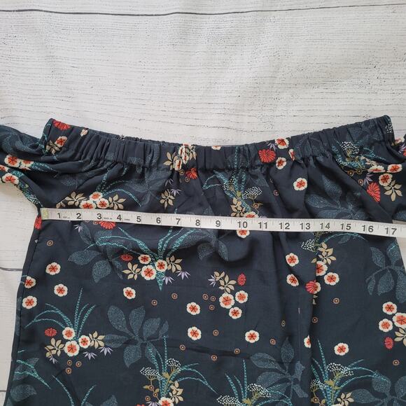 Japna Size M Floral Off The Shoulder Bell Sleeve Blouse Boho Bohemian Cottage - Picture 8 of 8